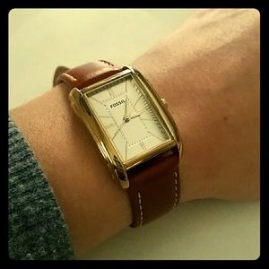 Gold Leather Fossil Watch