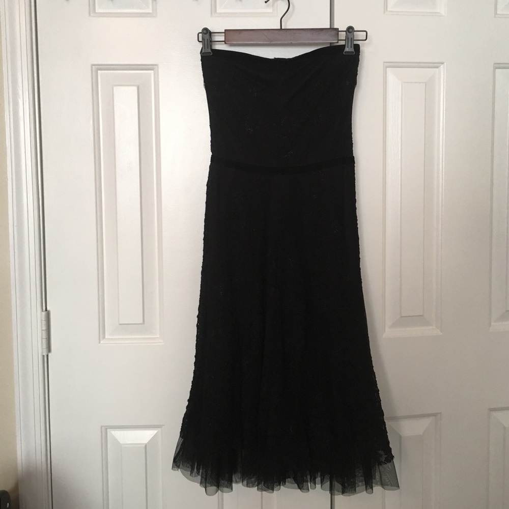 Strapless black LBD (little black dress)