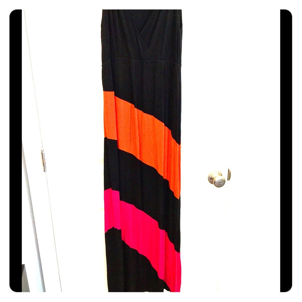 Black Striped Maxi Large Dress