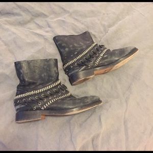 Free People distressed black ankle boots