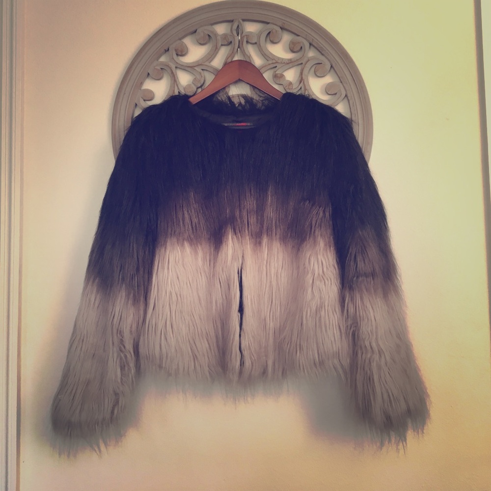 Vegan, ombré faux fur jacket, Celsius Premium, L