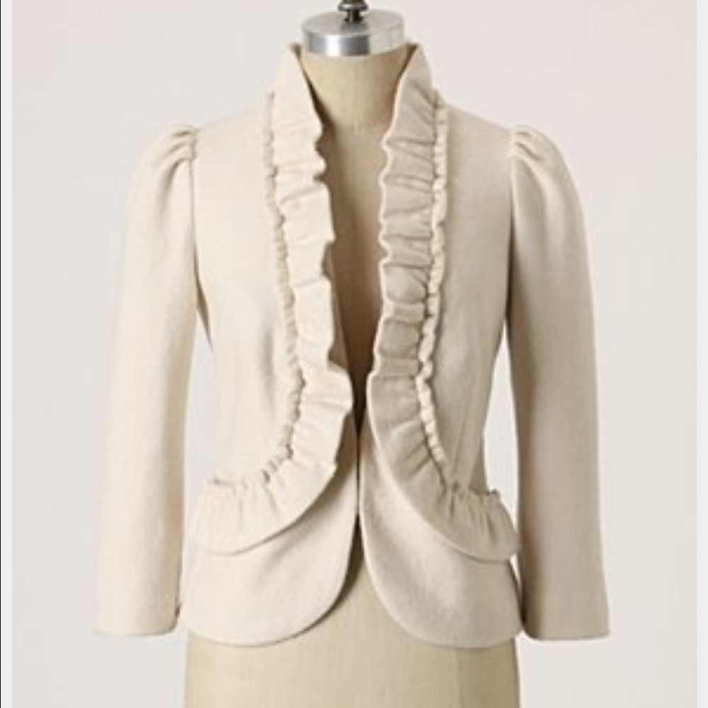 Anthropologie ruffled jacket blazer
