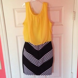 Yellow and Black Chevron Dress