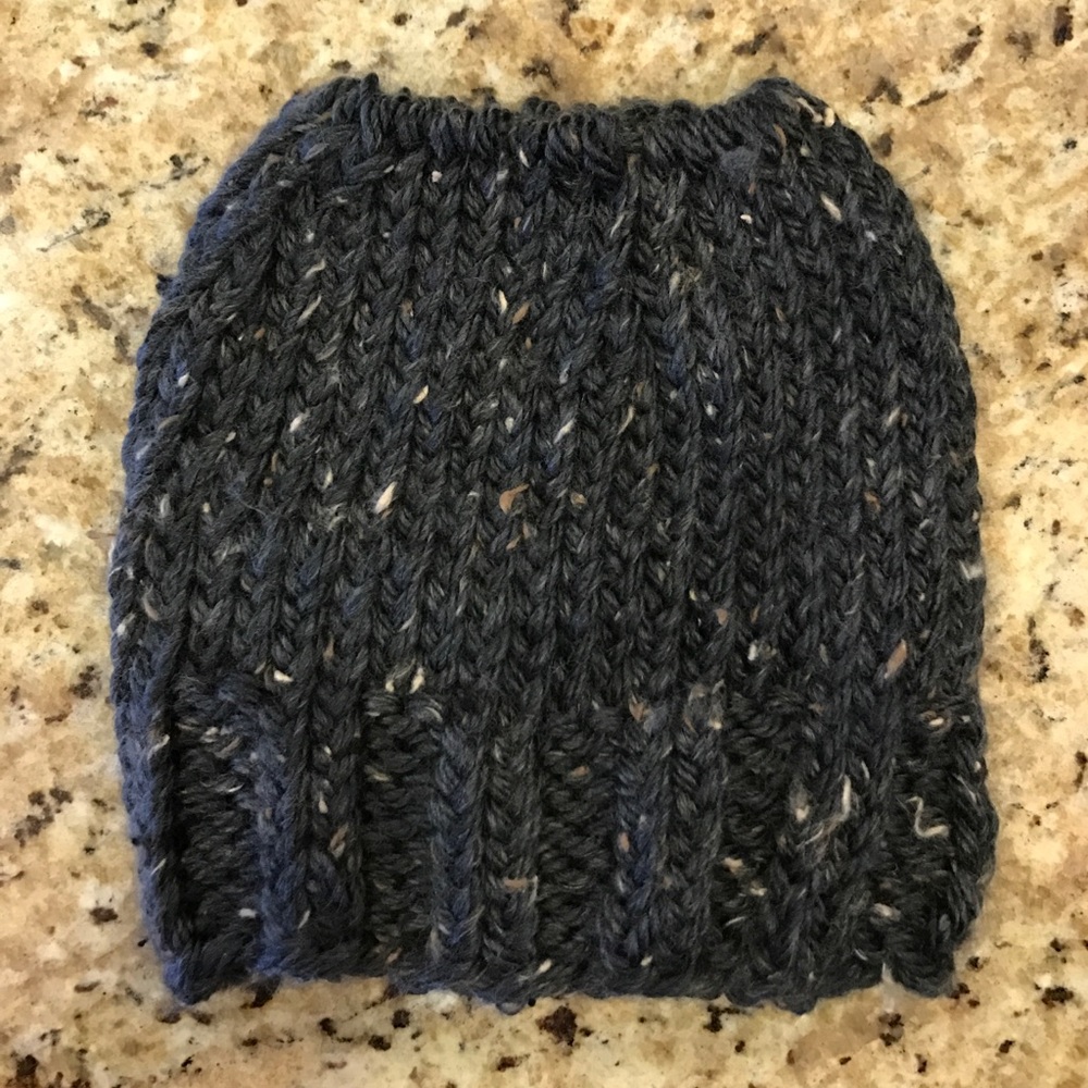 Messy bun hat, hand knitted