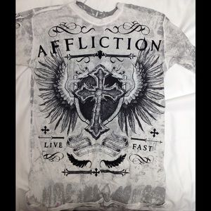 Affliction , reversible different print inside fre