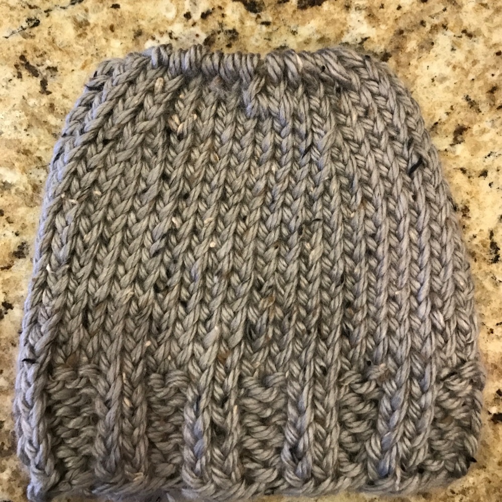 Messy bun hat, hand knitted