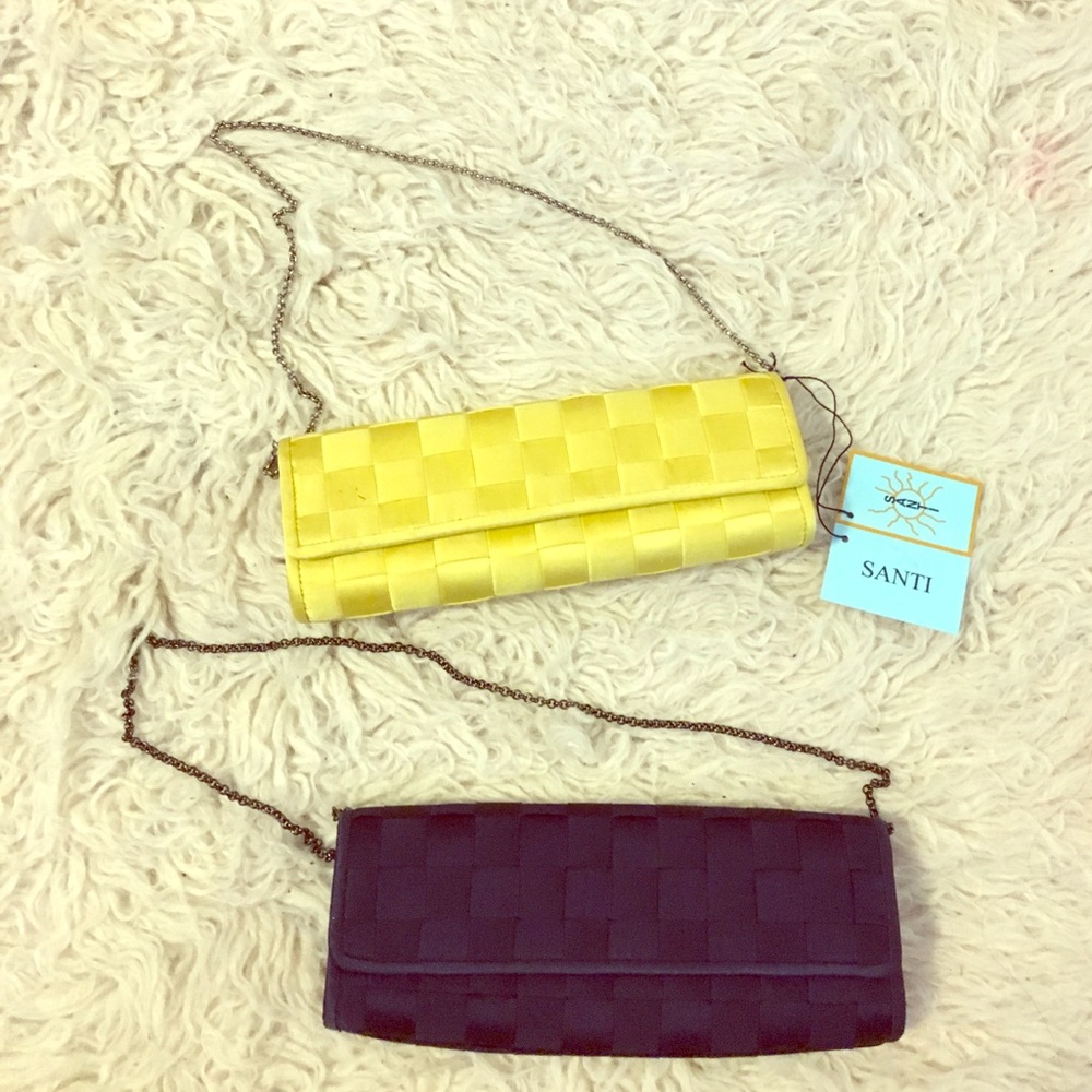 Two for one! Santi navy and yellow clutch purses