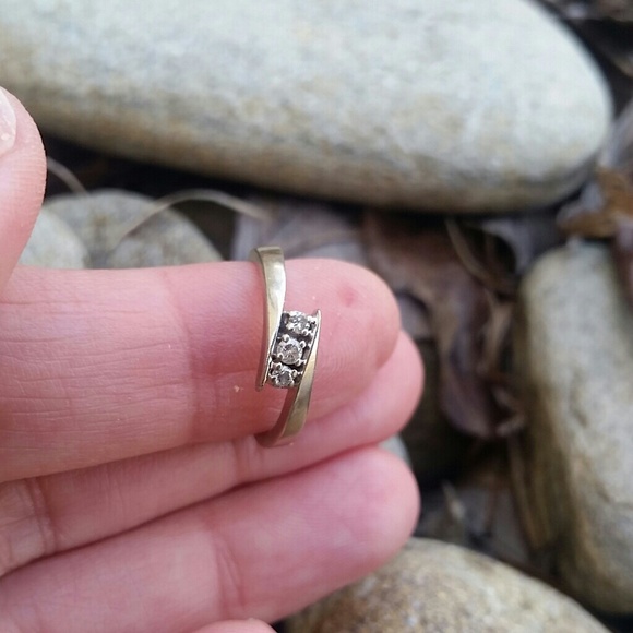 SOLD Petite 10k White Gold Diamond Bypass Ring - Picture 2 of 3