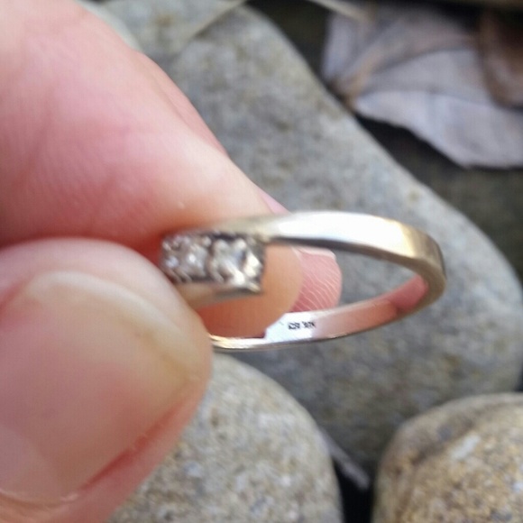 SOLD Petite 10k White Gold Diamond Bypass Ring - Picture 3 of 3
