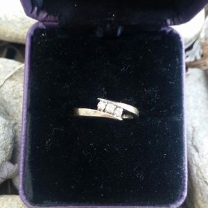 SOLD Petite 10k White Gold Diamond Bypass Ring