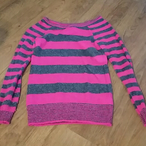 Aeropostale pink & gray striped sweater, Small - Picture 1 of 1