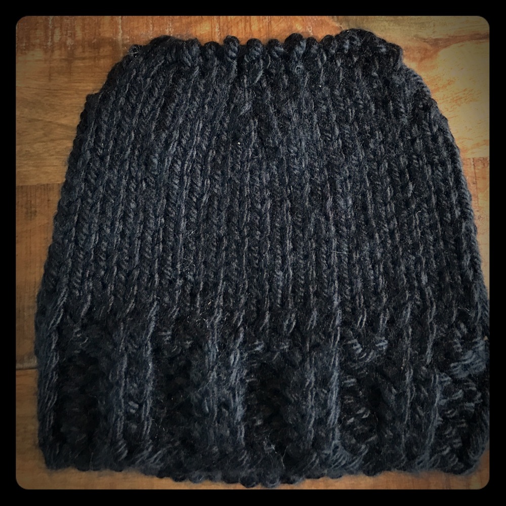 Messy bun hat, hand knitted