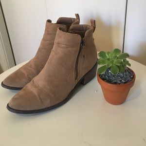 GENTLY USED; Tan Suede Booties
