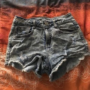 Acid wash high waisted shorts
