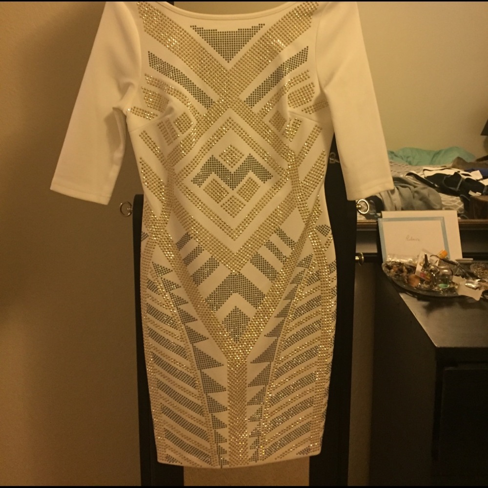 White GB dress with gold and silver embellishment