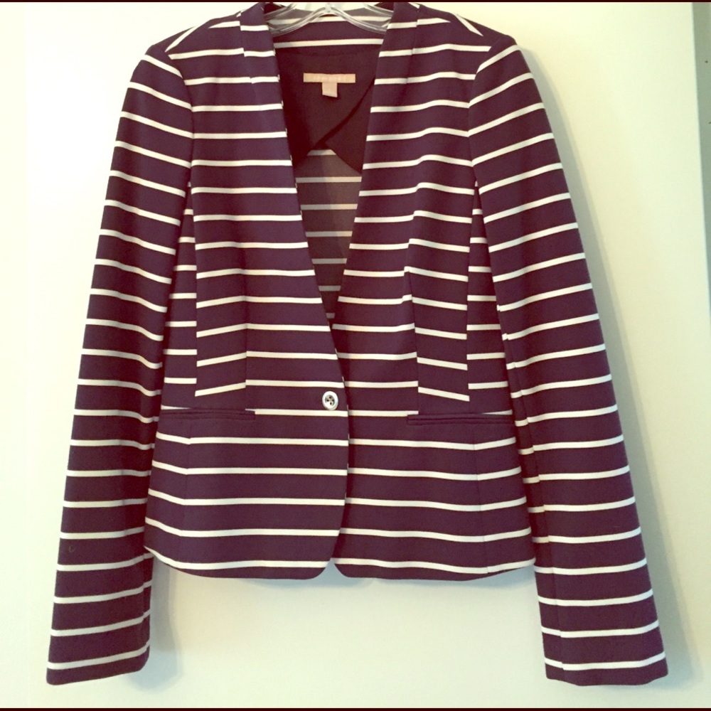 Navy & white striped blazer
