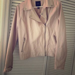 Faux pink leather jacket