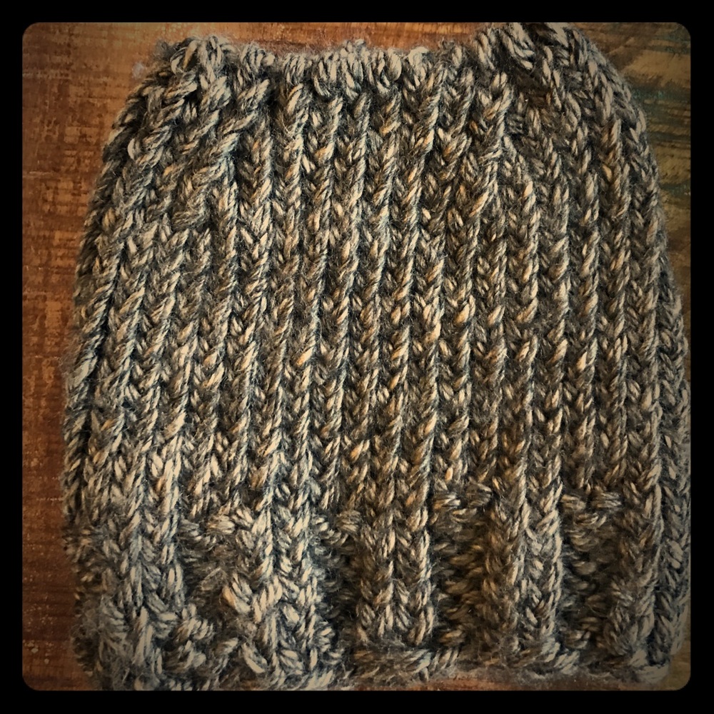 Messy bun hat, hand knitted