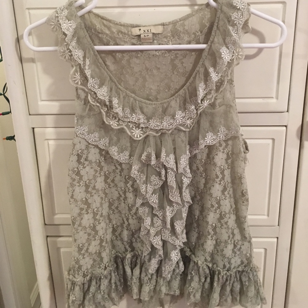 Gray lace top