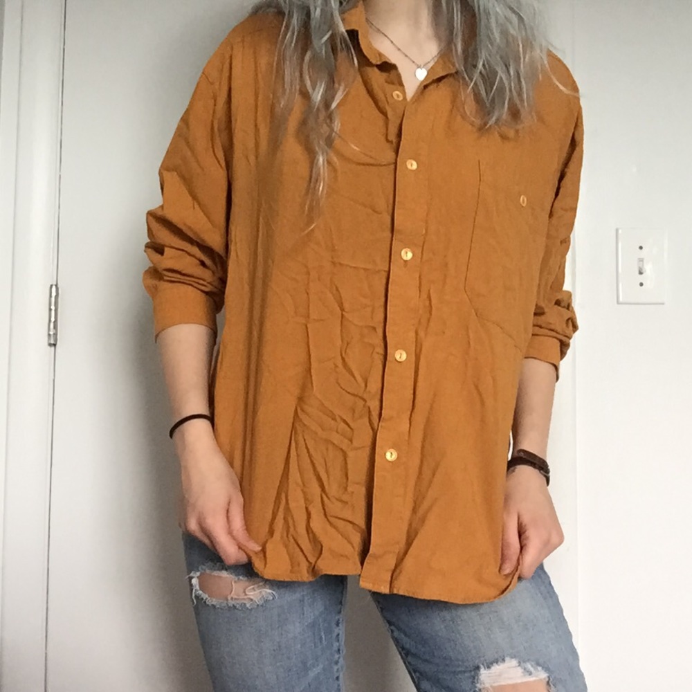 Mustard Cotton Button Up Top