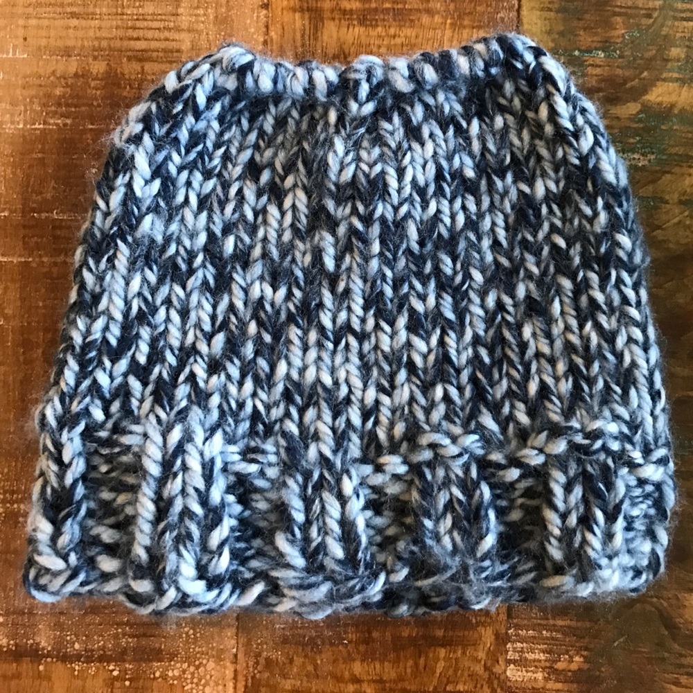 Messy bun hat, hand knitted