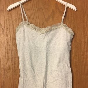 Heathered cream cami with lace trim