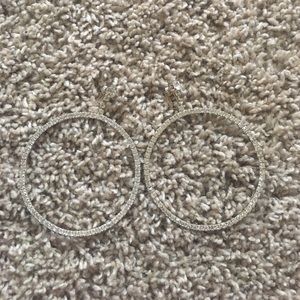 Clip on rhinestones hoop earrings