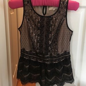 Loft black lace sleeveless top