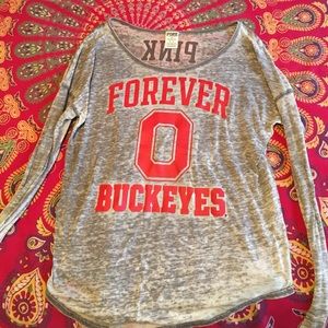 Long Sleeved Grey and Red Ohio State PINK shirt