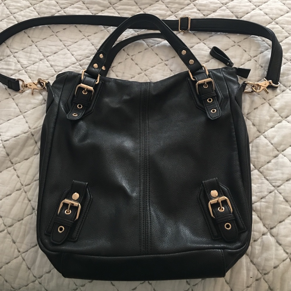 Black soft leather cross body