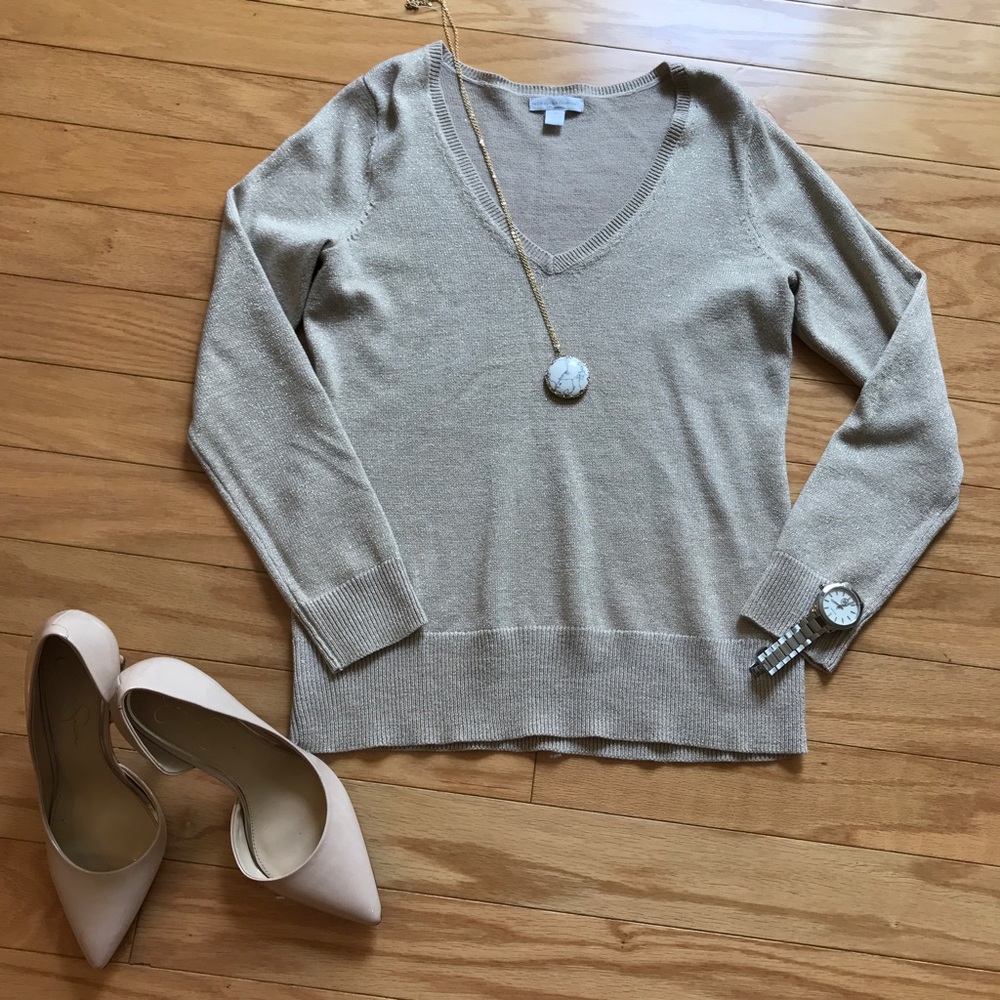 New York & Company V-Neck Tan Sweater