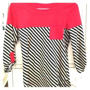 Navy and cream and red top