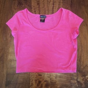 A pink crop top