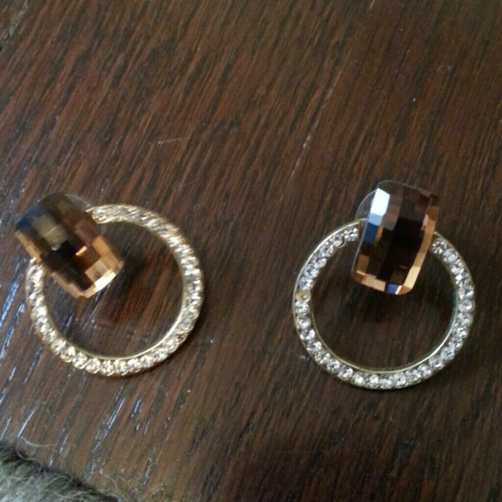 Amber and CZ Earrings