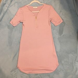 Light pink dress with gold zipper on front