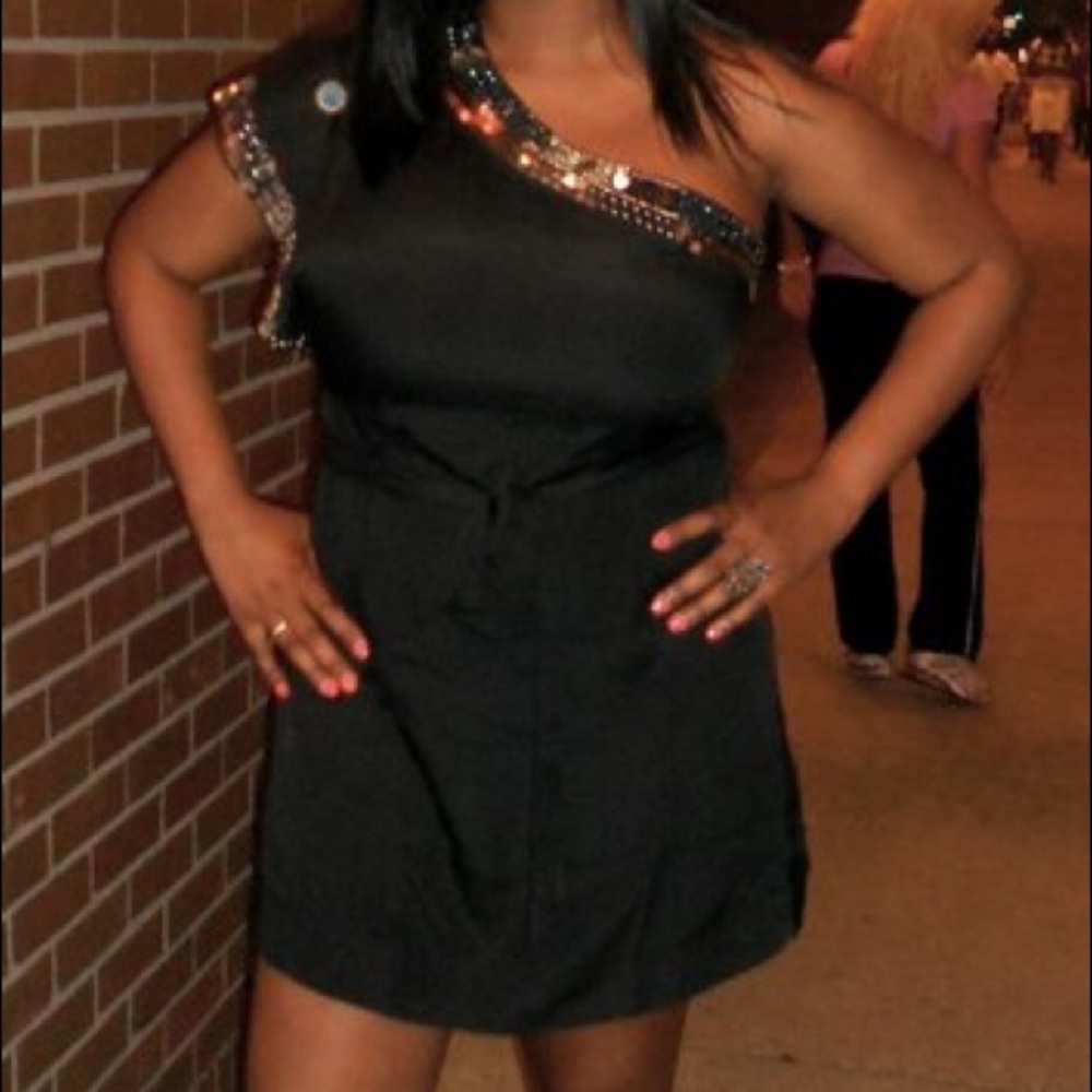 Beaded Black Shift Dress