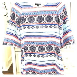 Royal blue and coral top long sleeve