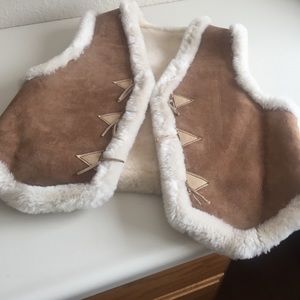 Brand new fur lined suede vest