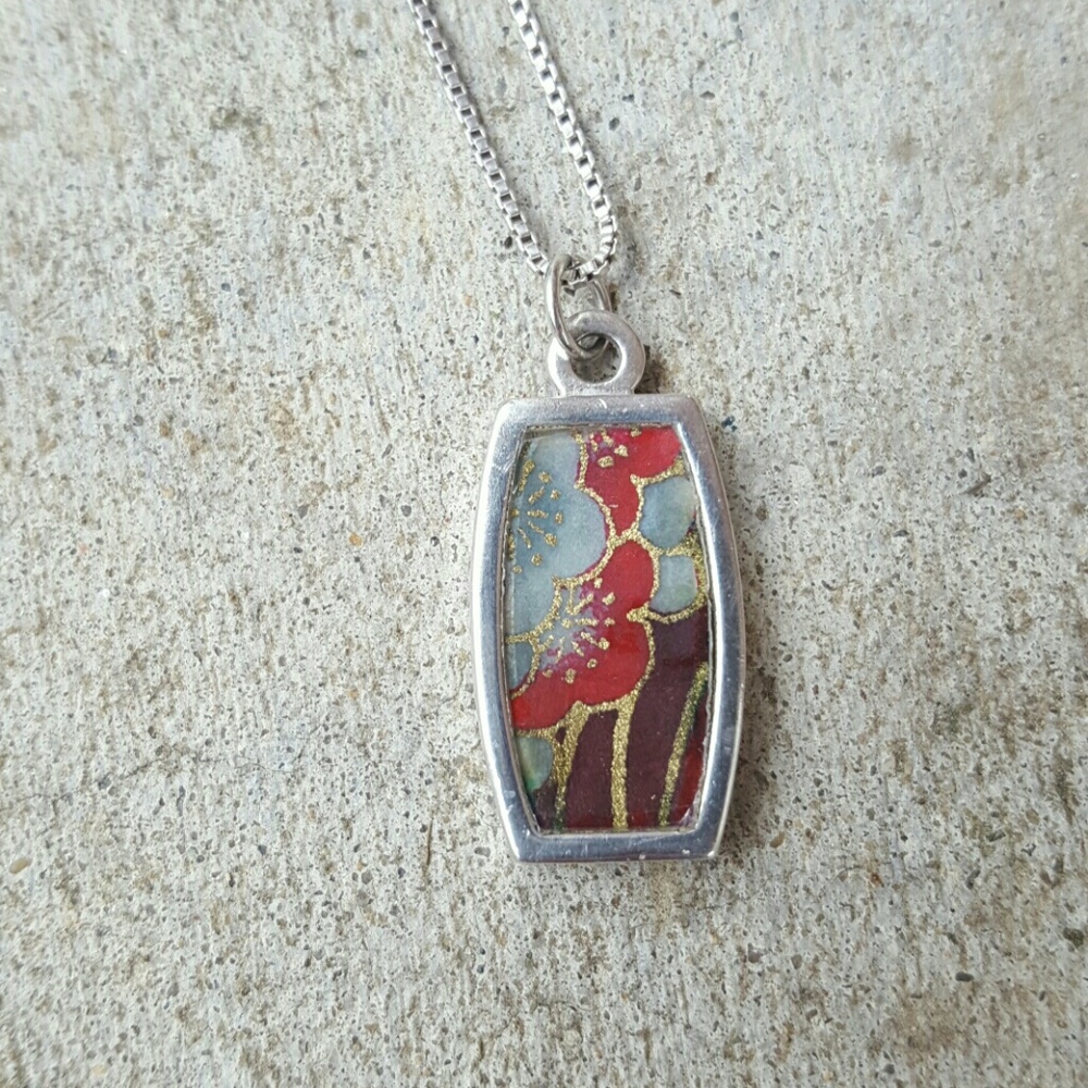 Silk & Sterling Silver Pendant