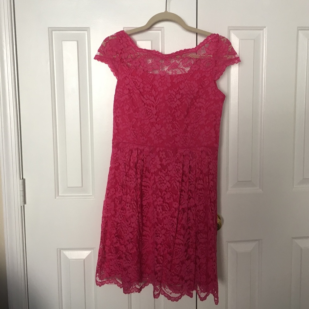Bright pink lace dress
