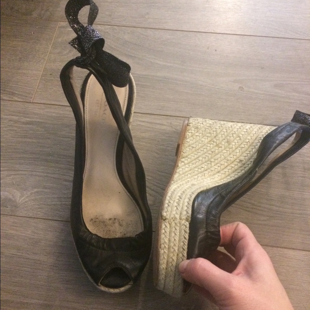 Used black coach wedges
