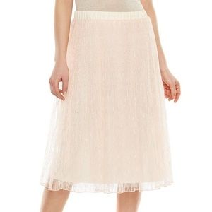 NWT LC Lauren Conrad Pink Pleated Lace Skirt