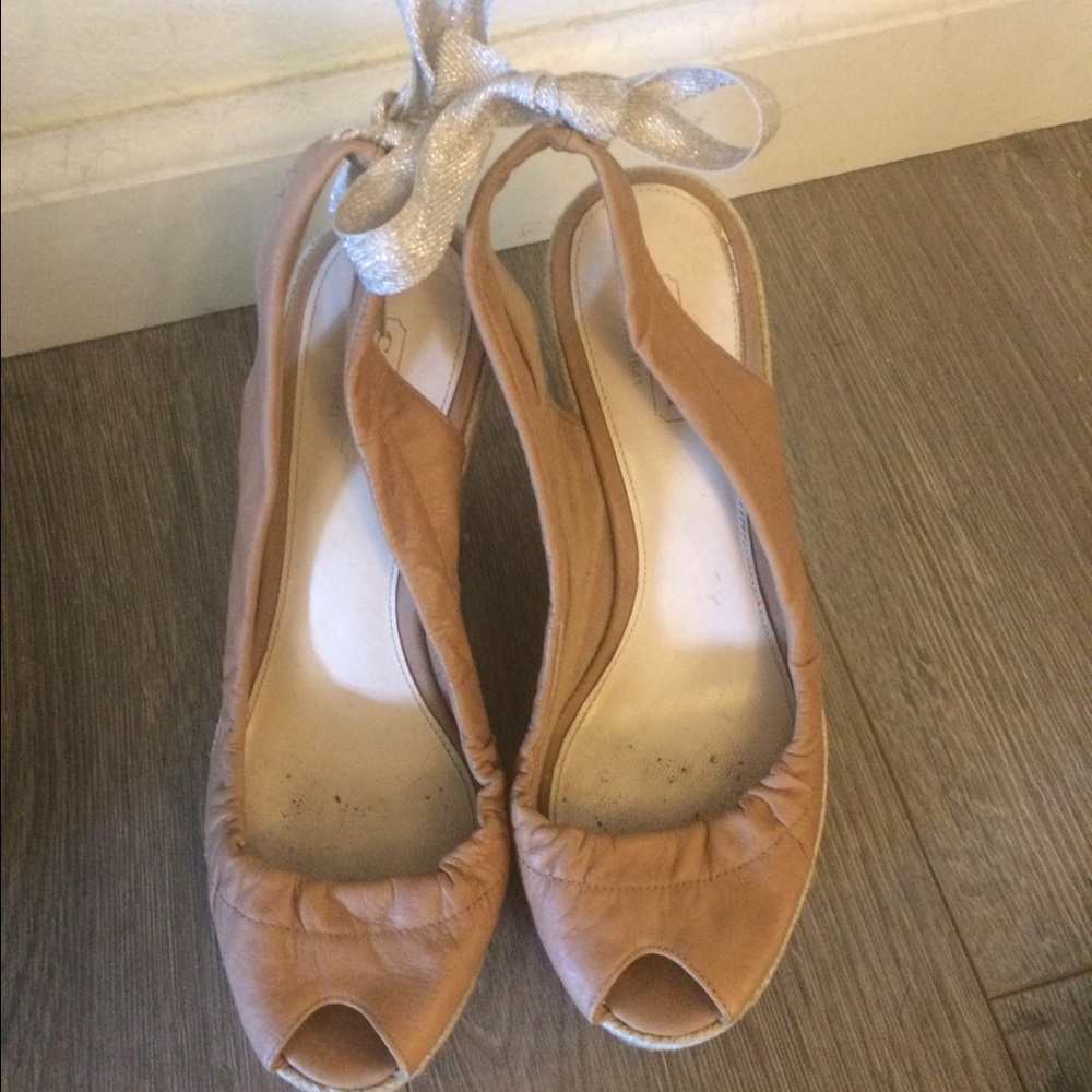 Tan coach wedges