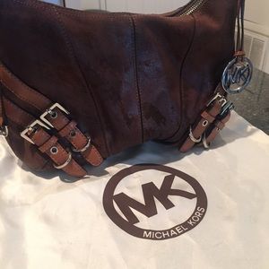 Michael Kors distressed leather hobo bag