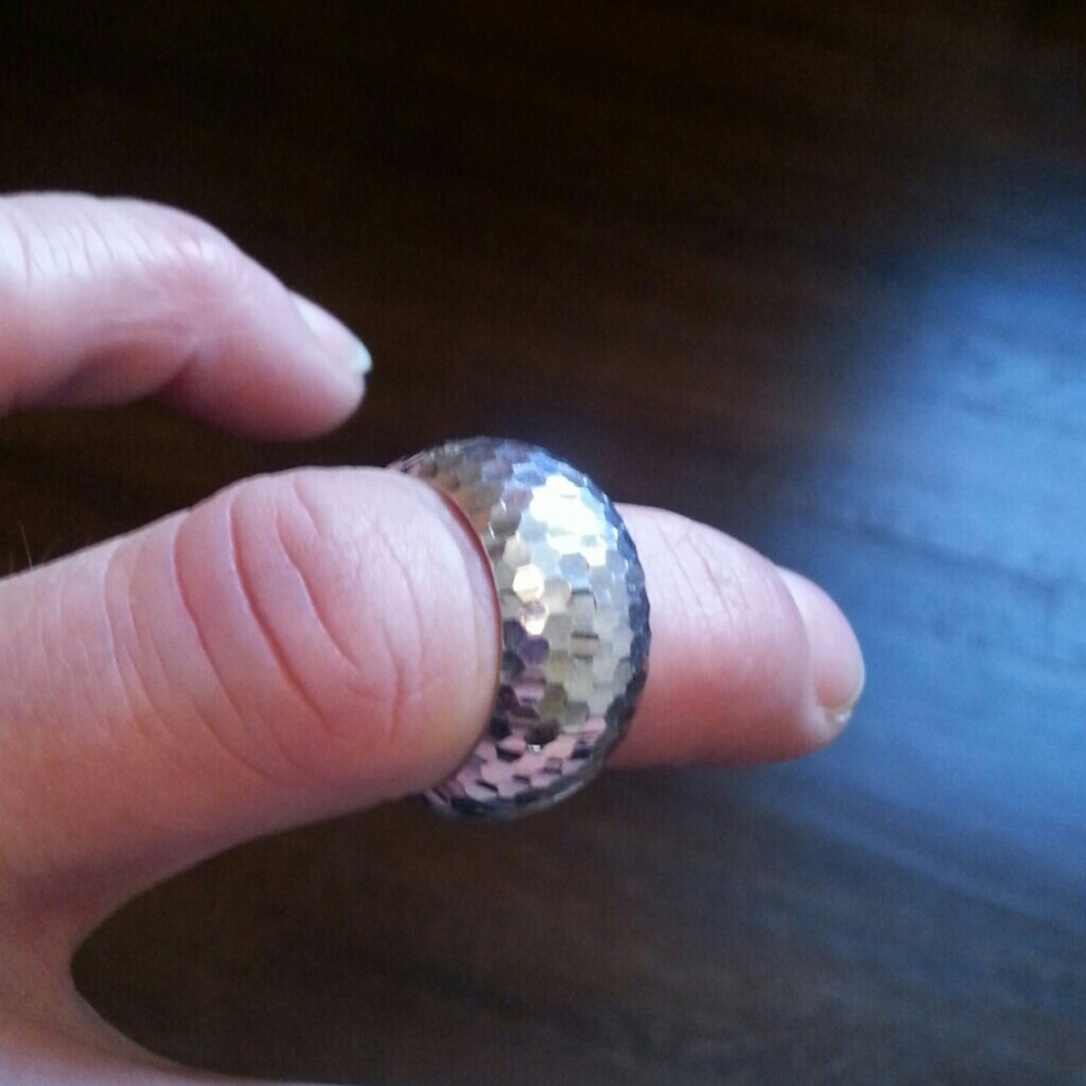 Diamond cut Wide Band QVC Sterling Silver Ring Sz8