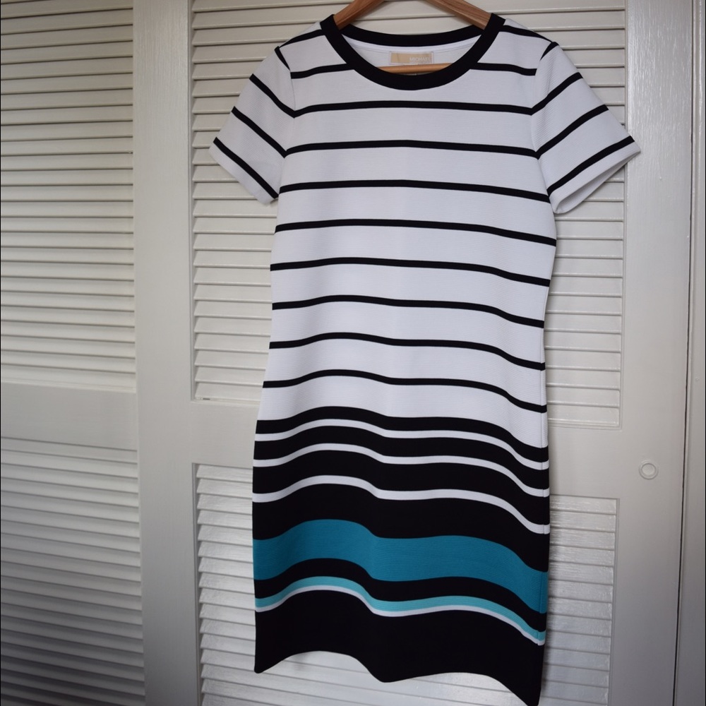 Michael Kors Stripe Ottoman Knit Tshirt Dress -New