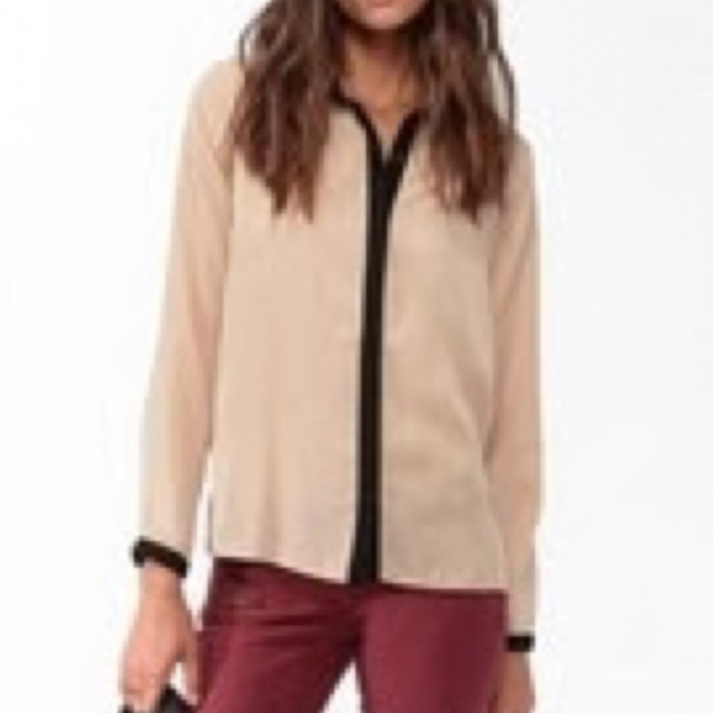 Contrast Stitch Long Sleeve Blouse