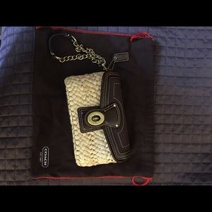 Coach Straw Wristlet Bag