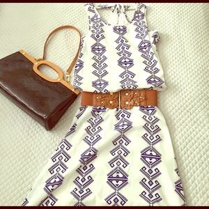 Blue and White Aztec tribal print dress
