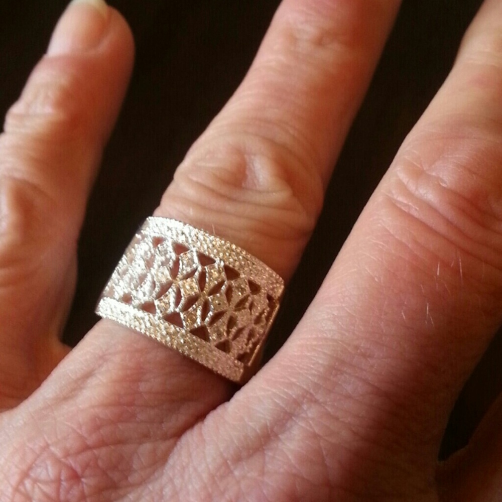 Diamond Cut 925 Sterling Wide Ring sz 8